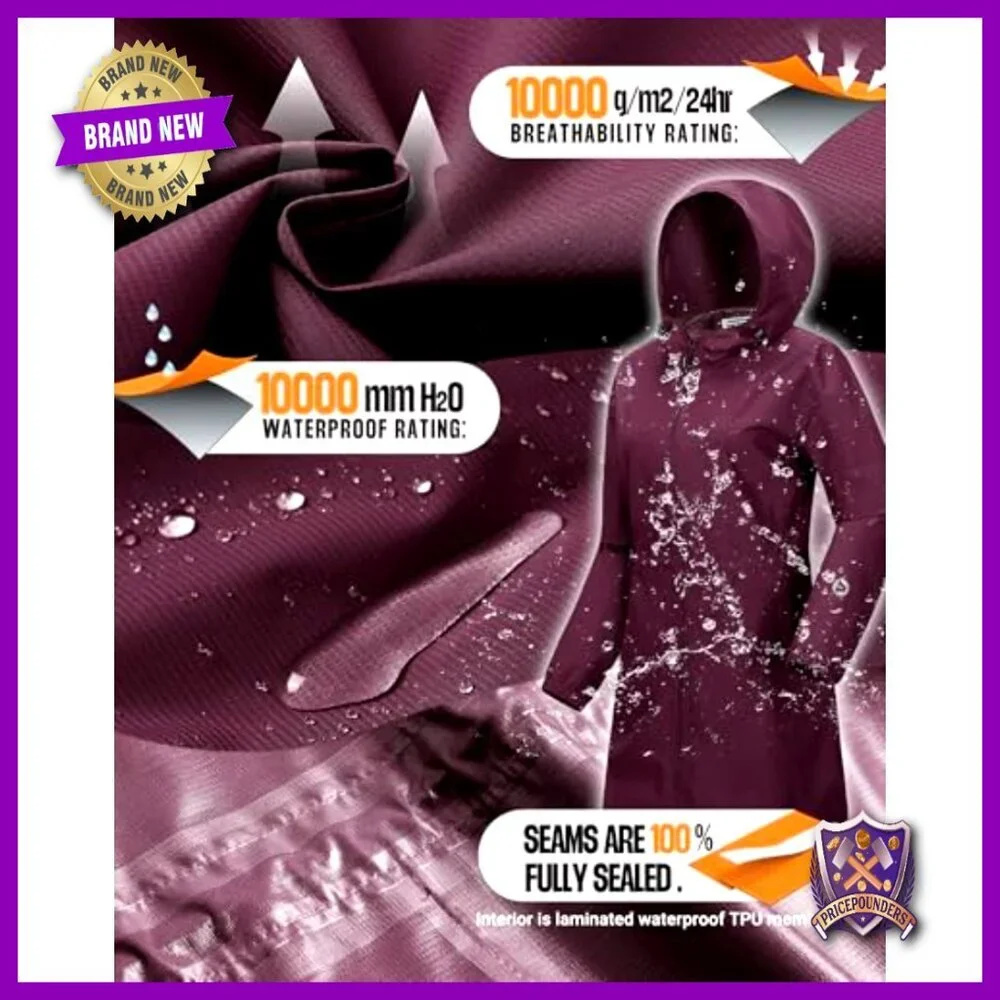 Waterproof Packable Rain Jacket Lightweight Windproof Trench Coat With Hood